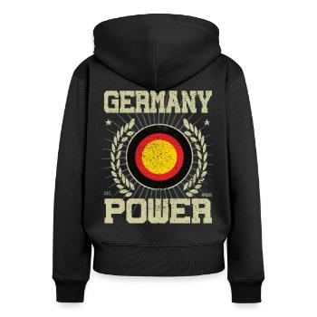 Allemagne cool, Design - Sweat à capuche zippé Premium bio Femme - noir - Dos - Julia (174cm)