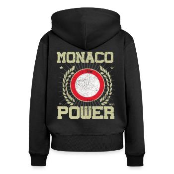 Cool Monaco, Design - Sweat à capuche zippé Premium bio Femme - noir - Dos - Julia (174cm)