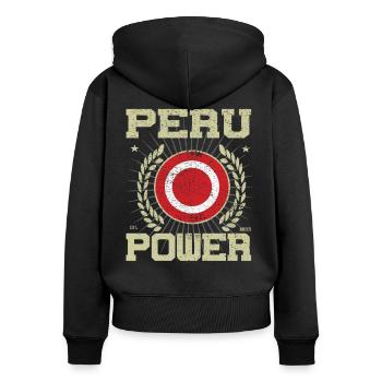 Design Cool Pérou - Sweat à capuche zippé Premium bio Femme - noir - Dos - Julia (174cm)