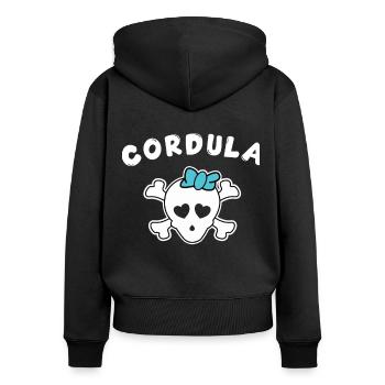 Piratin Cordula Design für Mädchen und Frauen - Frauen Premium Bio Zip Hoodie - Schwarz - Hinten - Julia (174cm)