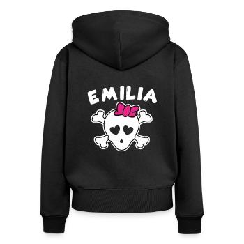 Design Pirate Emilia pour filles et femmes - Sweat à capuche zippé Premium bio Femme - noir - Dos - Julia (174cm)