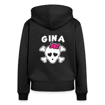 Piratin Gina Design für Mädchen und Frauen - Frauen Premium Bio Zip Hoodie - Schwarz - Hinten - Julia (174cm)