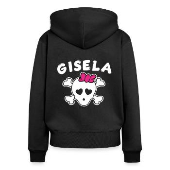Piratin Gisela Design für Mädchen und Frauen - Frauen Premium Bio Zip Hoodie - Schwarz - Hinten - Julia (174cm)