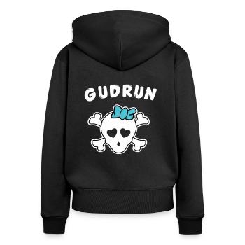 Piratin Gudrun Design für Mädchen und Frauen - Frauen Premium Bio Zip Hoodie - Schwarz - Hinten - Julia (174cm)