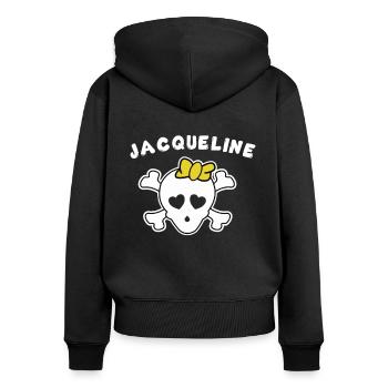 Piratin Jacqueline Design für Mädchen und Frauen - Frauen Premium Bio Zip Hoodie - Schwarz - Hinten - Julia (174cm)