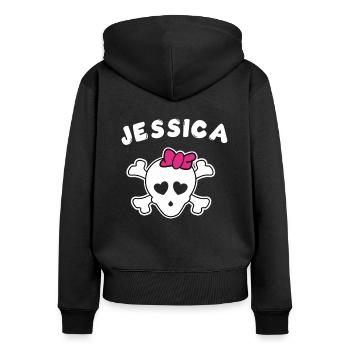 Design Pirate Jessica pour filles et femmes - Sweat à capuche zippé Premium bio Femme - noir - Dos - Julia (174cm)