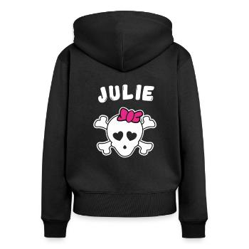 Design Pirate Julie pour filles et femmes - Sweat à capuche zippé Premium bio Femme - noir - Dos - Julia (174cm)