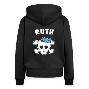Pirate Ruth Design pour les filles et les femmes - Sweat à capuche zippé Premium bio Femme - noir - Dos - Julia (174cm)