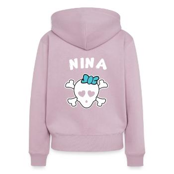 Pirate Nina Design pour les filles et les femmes - Sweat à capuche zippé Premium bio Femme - rose poudré - Dos - Julia (174cm)