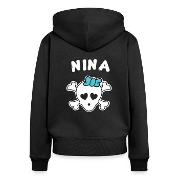 Pirate Nina Design for Girls and Women - Women's Premium Organic Zip Hoodie - black - Back - Julia (174cm)