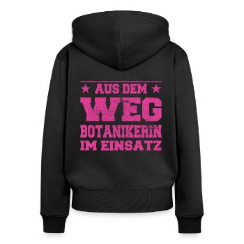 Out of the Way Botanist in Action Design - Women's Premium Organic Zip Hoodie - black - Back - Julia (174cm)