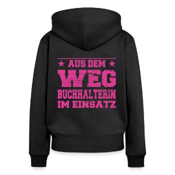 Out of the Way Accountant in Action Design - Women's Premium Organic Zip Hoodie - black - Back - Julia (174cm)