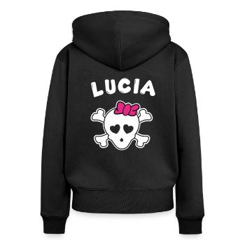 Pirate Lucia Design for Girls and Women - Women's Premium Organic Zip Hoodie - black - Back - Julia (174cm)