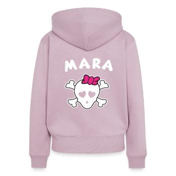 Piratin Mara Design für Mädchen und Frauen - Frauen Premium Bio Zip Hoodie - Altrosa - Hinten - Julia (174cm)
