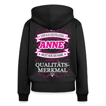 Quality Feature Anne Simply Top Notch Outfit - Women's Premium Organic Zip Hoodie - black - Back - Julia (174cm)