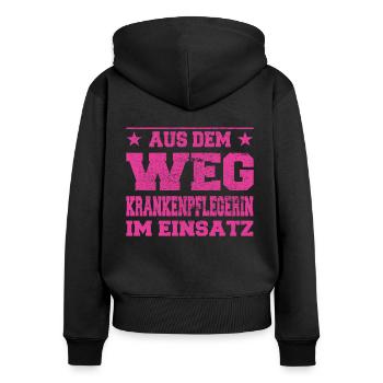 Conception d’infirmières en action - Sweat à capuche zippé Premium bio Femme - noir - Dos - Julia (174cm)