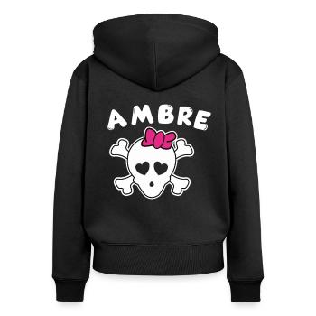 Pirate Ambre Design pour les filles et les femmes - Sweat à capuche zippé Premium bio Femme - noir - Dos - Julia (174cm)