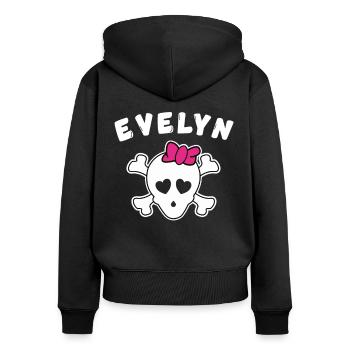 Piratin Evelyn Design für Mädchen und Frauen - Frauen Premium Bio Zip Hoodie - Schwarz - Hinten - Julia (174cm)