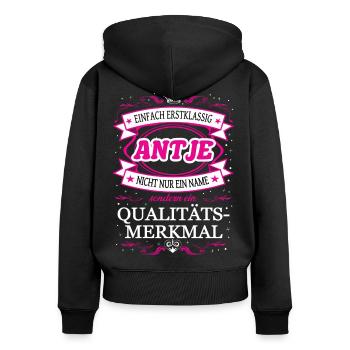 Caractéristique de qualité Antje tout simplement une tenue de première classe - Sweat à capuche zippé Premium bio Femme - noir - Dos - Julia (174cm)