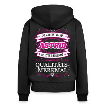 Quality Feature Astrid Simply Top Notch Outfit - Women's Premium Organic Zip Hoodie - black - Back - Julia (174cm)