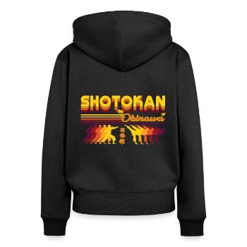 Shotokan Karate Retro Design - Women's Premium Organic Zip Hoodie - black - Back - Julia (174cm)