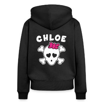 Piratin Chloe Design für Mädchen und Frauen - Frauen Premium Bio Zip Hoodie - Schwarz - Hinten - Julia (174cm)
