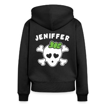 Pirate Jennifer Design pour les filles et les femmes - Sweat à capuche zippé Premium bio Femme - noir - Dos - Julia (174cm)