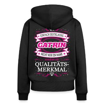 Quality Feature Catrin Simply Top Notch Outfit - Women's Premium Organic Zip Hoodie - black - Back - Julia (174cm)