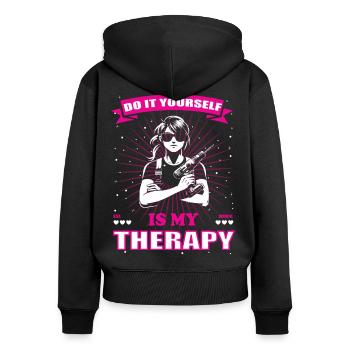 Do it yourself Handwerkerin Design - Frauen Premium Bio Zip Hoodie - Schwarz - Hinten - Julia (174cm)