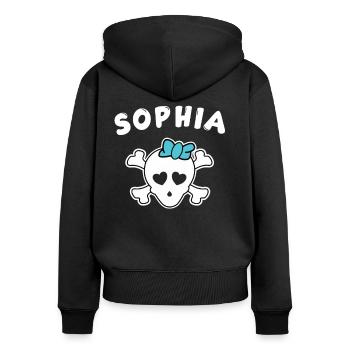 Piratin Sophia Design für Mädchen und Frauen - Frauen Premium Bio Zip Hoodie - Schwarz - Hinten - Julia (174cm)