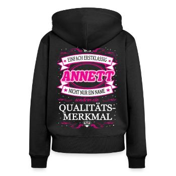 Caractéristique de qualité Annett tout simplement une tenue de première classe - Sweat à capuche zippé Premium bio Femme - noir - Dos - Julia (174cm)