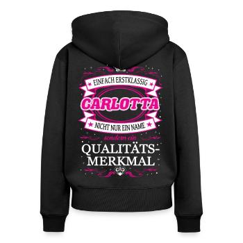 Quality feature Carlotta simply first-class - Women's Premium Organic Zip Hoodie - black - Back - Julia (174cm)