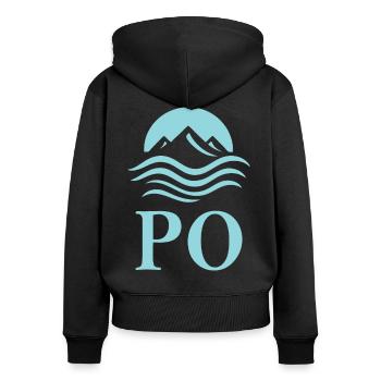Po – Italiens längster Fluss Design - Frauen Premium Bio Zip Hoodie - Schwarz - Hinten - Julia (174cm)