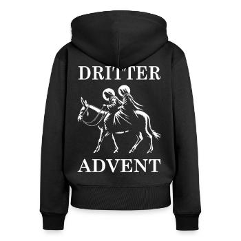 Dritter Advent – Auf dem Weg nach Bethlehem - Frauen Premium Bio Zip Hoodie - Schwarz - Hinten - Julia (174cm)