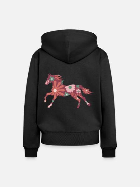 Ponyreiten - Frauen Premium Bio Zip Hoodie - Schwarz
