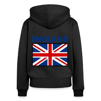 angleterre - Sweat à capuche zippé Premium bio Femme - noir - Dos - Julia (174cm)
