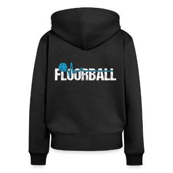 Floorball Unihockey Spieler Floorballspieler - Frauen Premium Bio Zip Hoodie - Schwarz - Hinten - Julia (174cm)