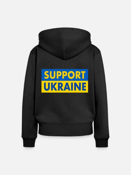 Support ukraine - Frauen Premium Bio Zip Hoodie - Schwarz