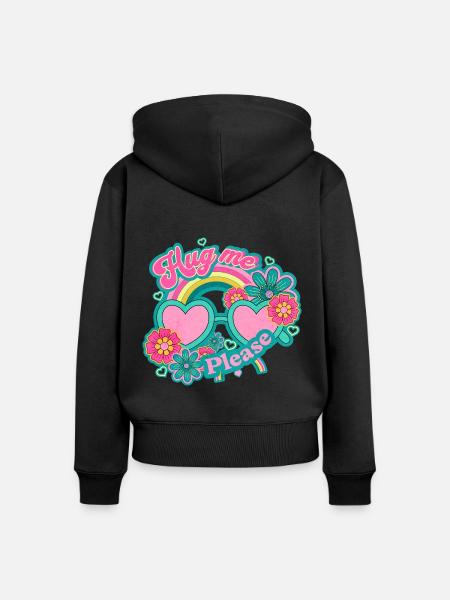 Umarme mich bitte, - Frauen Premium Bio Zip Hoodie - Schwarz