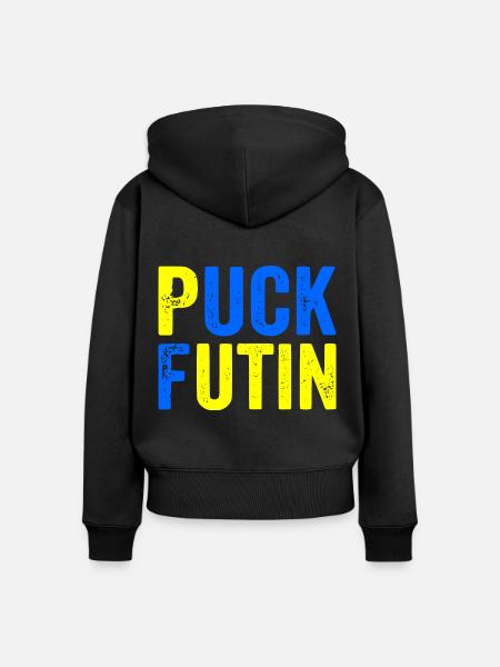 Puck futin - Frauen Premium Bio Zip Hoodie - Schwarz