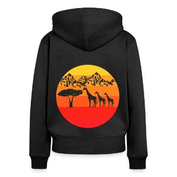 Giraffe Africa Safari Animal Gift Retro Giraffe - Sweat à capuche zippé Premium bio Femme - noir - Dos - Julia (174cm)