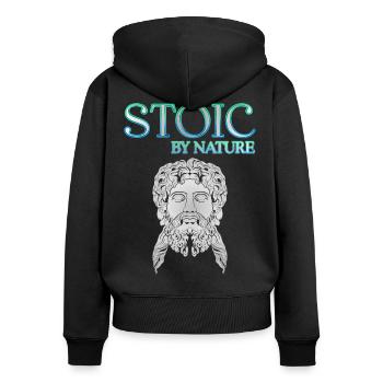 Stoic by Nature - Women's Premium Organic Zip Hoodie - black - Back - Julia (174cm)