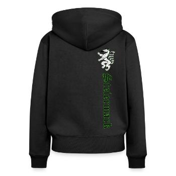 Steiermark - Frauen Premium Bio Zip Hoodie - Schwarz - Hinten - Julia (174cm)