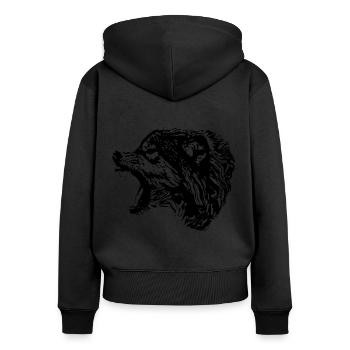 Wolf - Sweat à capuche zippé Premium bio Femme - noir - Dos - Julia (174cm)