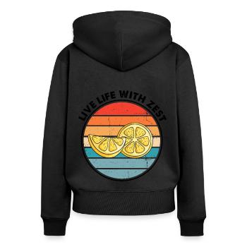 Lemon Design Lemonades Stand Boss Vente de citron - Sweat à capuche zippé Premium bio Femme - noir - Dos - Julia (174cm)