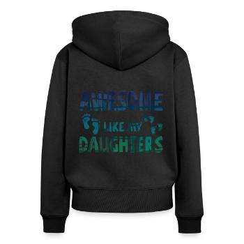 Génial comme mes 2 filles avec des empreintes de pas - Sweat à capuche zippé Premium bio Femme - noir - Dos - Julia (174cm)