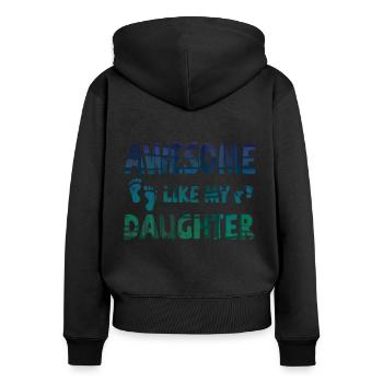 Génial comme ma fille avec des empreintes de pas - Sweat à capuche zippé Premium bio Femme - noir - Dos - Julia (174cm)