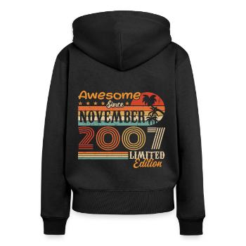 Eine Legende wurde im November 2007 geboren - 2007 - Frauen Premium Bio Zip Hoodie - Schwarz - Hinten - Julia (174cm)