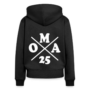 Oma 2025 - Frauen Premium Bio Zip Hoodie - Schwarz - Hinten - Julia (174cm)
