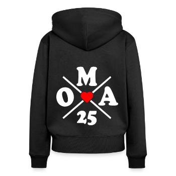 Oma 2025 - Frauen Premium Bio Zip Hoodie - Schwarz - Hinten - Julia (174cm)